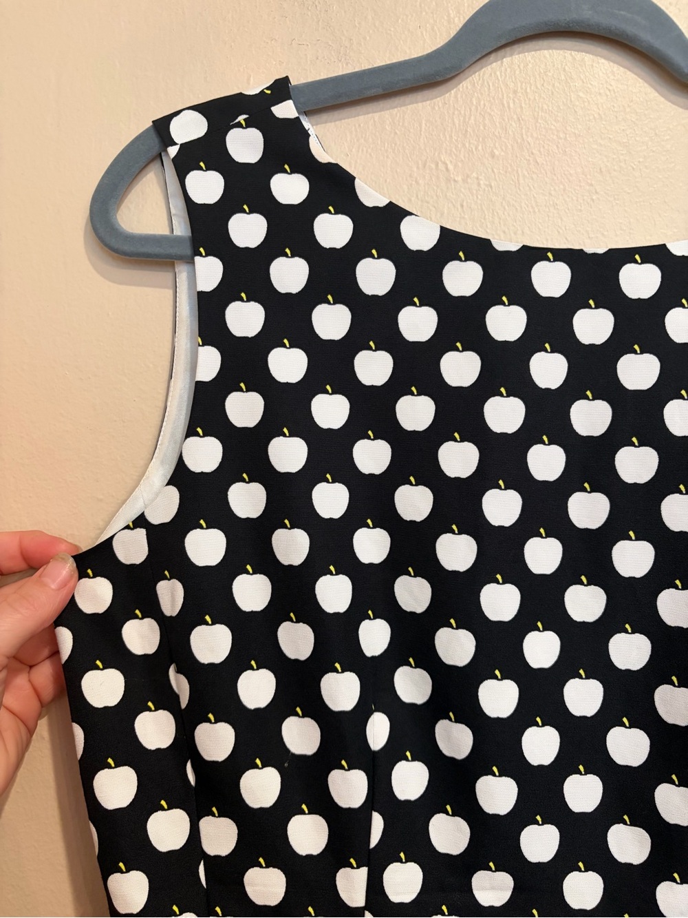 Kate Spade Black Midi Dress w/ Little White Apples All Over, Cute Teacher Vibes - Picture 3 of 8